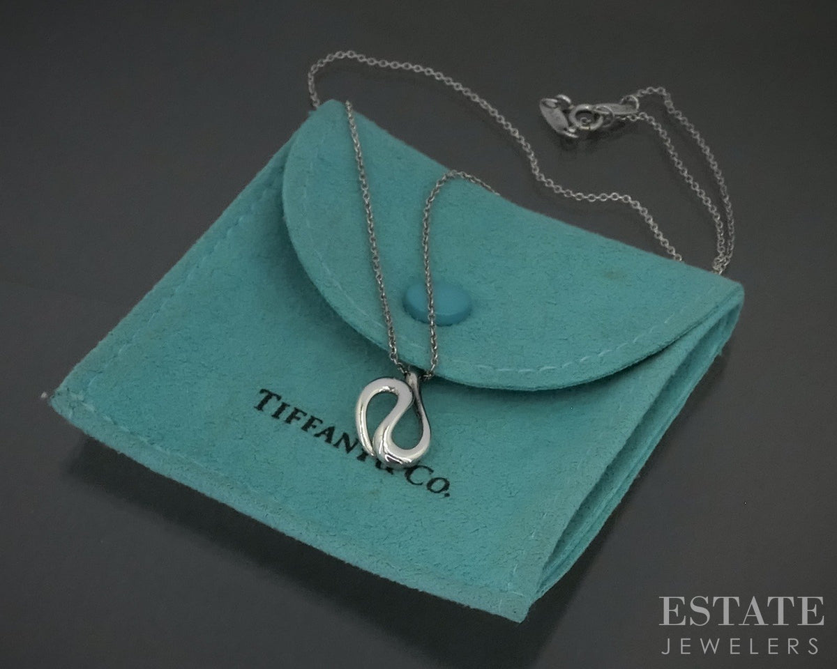 Sterling Silver Tiffany & Co. Elsa Peretti Open Wave Necklace 2.8g 16"L p29106