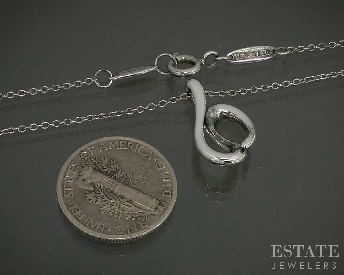 Sterling Silver Tiffany & Co. Elsa Peretti Open Wave Necklace 2.8g 16"L p29106
