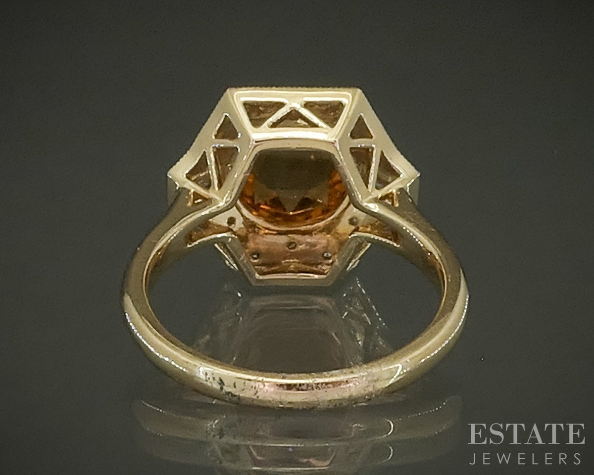 14k Yellow Gold 1.72ct Natural Citrine & Diamond Ladies Ring 4.8g p31126