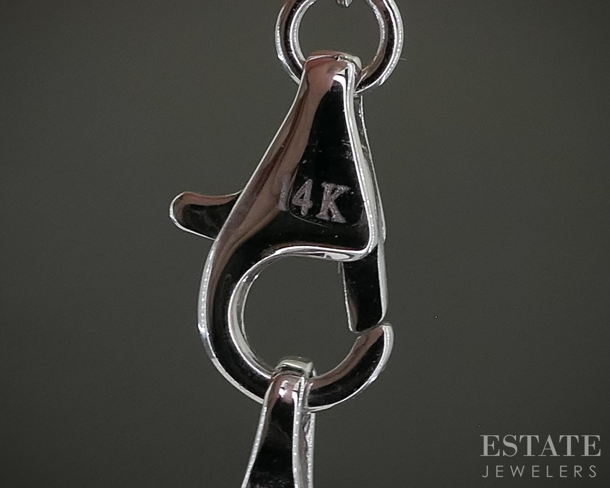 14k White Gold Natural .33ctw Diamond Station Necklace 3.3g 18"L p30910
