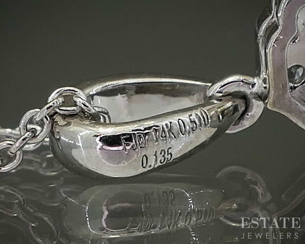 14k White Gold Emerald Cut Natural Tanzanite & Diamond Necklace 2.9g 18"L p31122