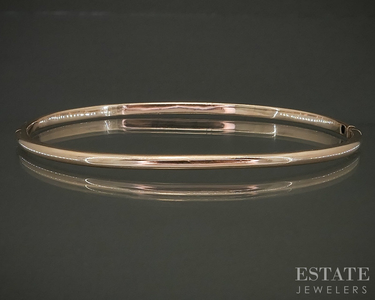 14k Rose Gold Round Natural .78ctw Diamond Hinged Bangle Bracelet 8.2g p27561