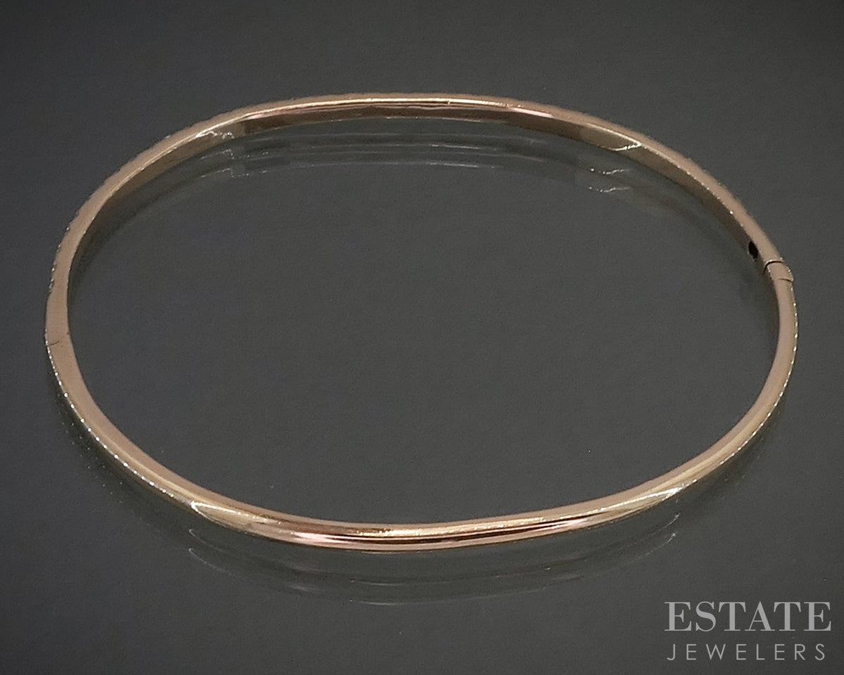 14k Rose Gold Round Natural .78ctw Diamond Hinged Bangle Bracelet 8.2g p27561