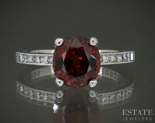 18k White Gold Natural Spessartine Garnet & Diamond Tacori Ring 4.6g p31042