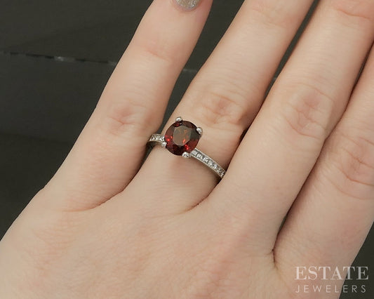 18k White Gold Natural Spessartine Garnet & Diamond Tacori Ring 4.6g p31042