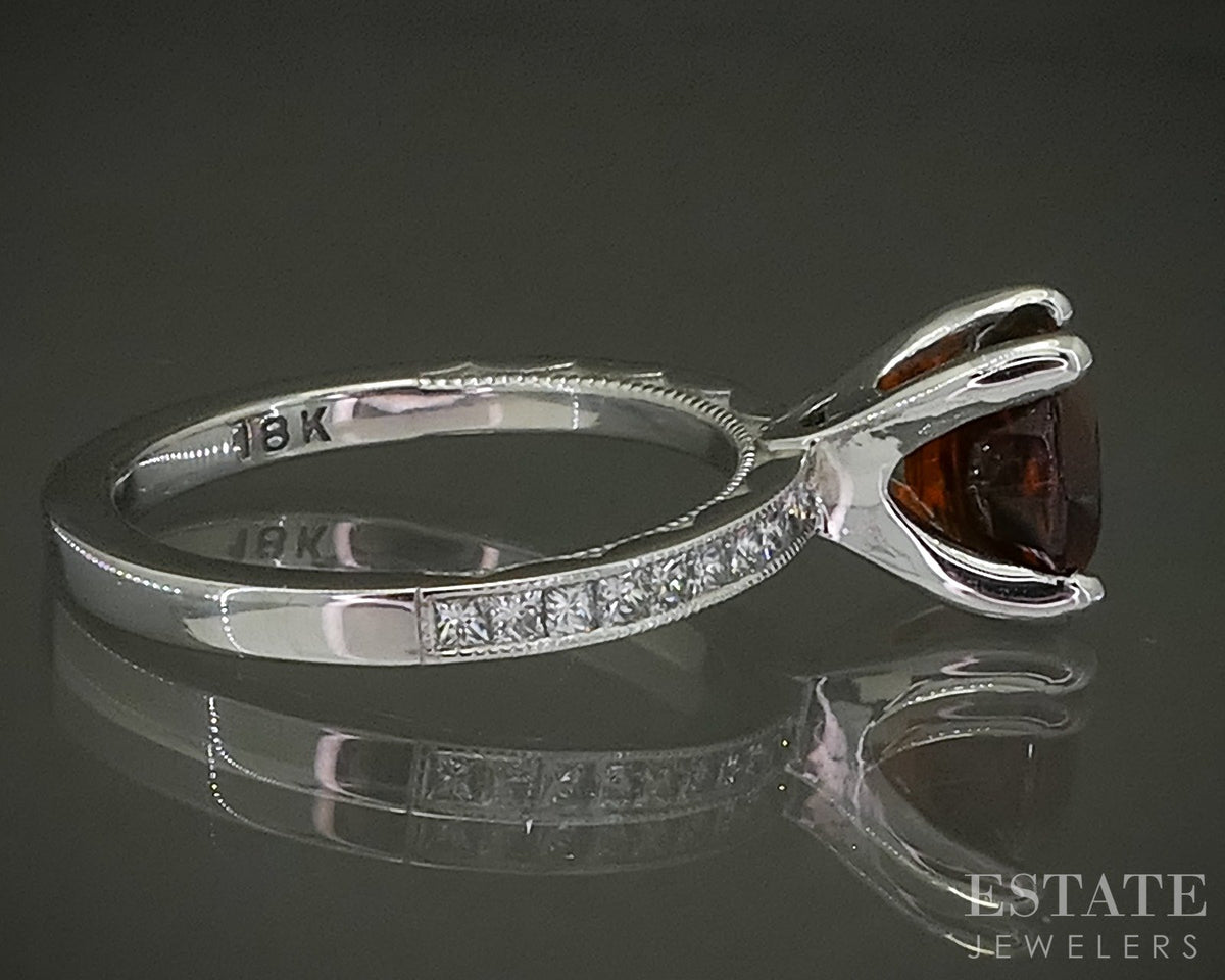 18k White Gold Natural Spessartine Garnet & Diamond Tacori Ring 4.6g p31042