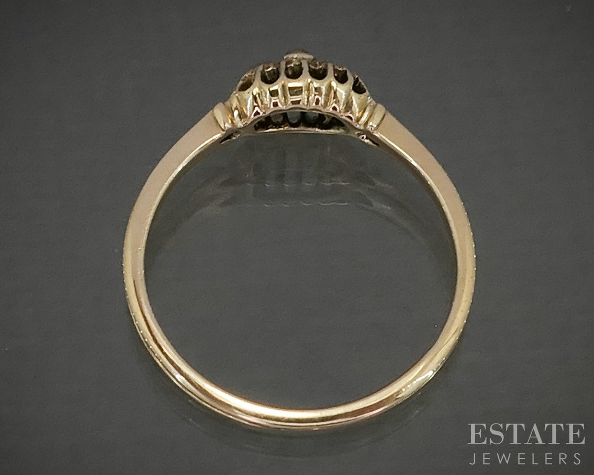 Antique Victorian 14k Yellow Gold Moonstone & Rose Cut Diamond Ring p28700