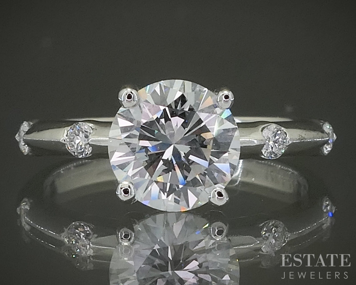 14k White Gold GIA Round Natural 1.39ct Diamond Engagement Ring 3.0g p31130