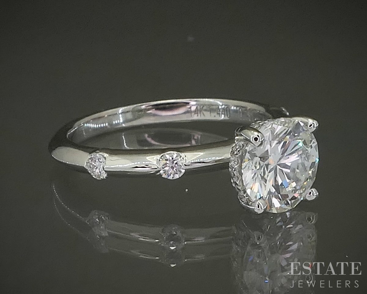 14k White Gold GIA Round Natural 1.39ct Diamond Engagement Ring 3.0g p31130