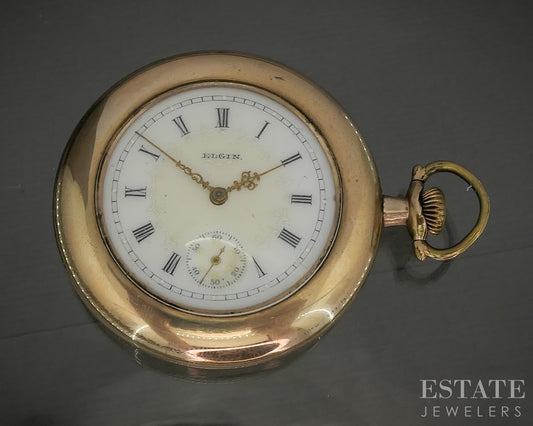 1910 Gold Filled Elgin Grade 289 Fancy Dial Pocket Watch p30435