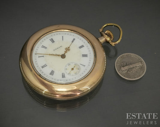 1910 Gold Filled Elgin Grade 289 Fancy Dial Pocket Watch p30435