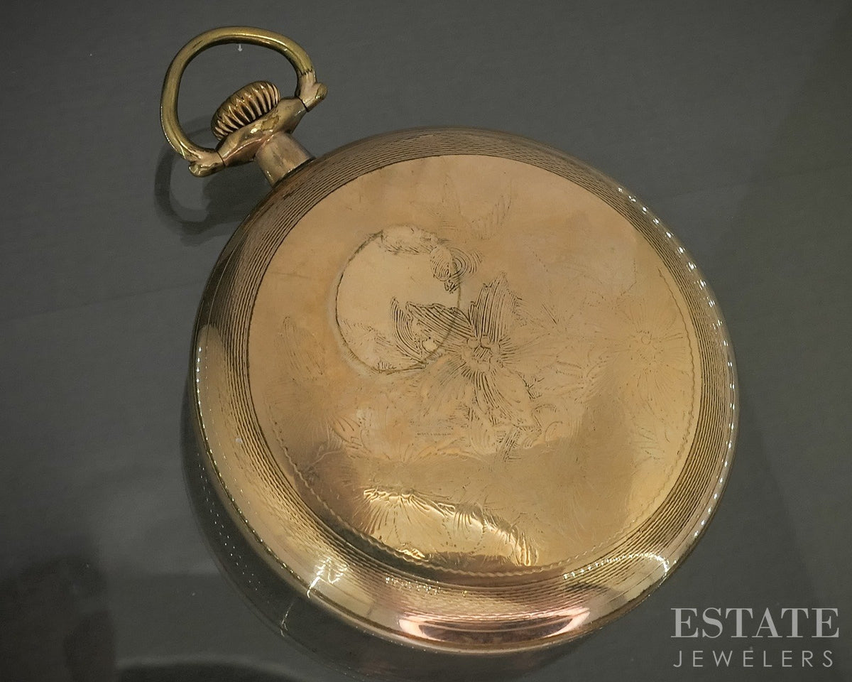 1910 Gold Filled Elgin Grade 289 Fancy Dial Pocket Watch p30435