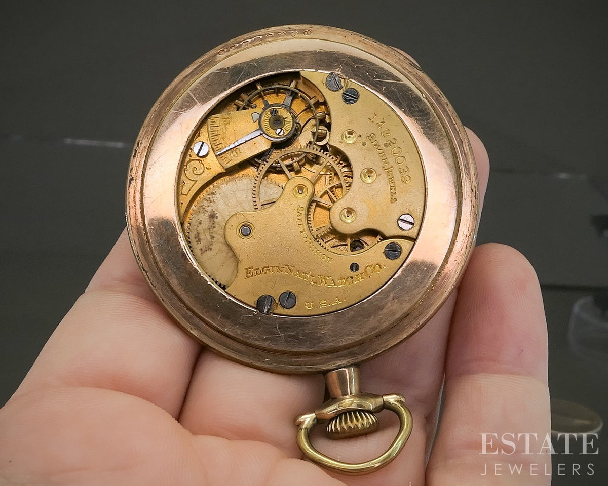 1910 Gold Filled Elgin Grade 289 Fancy Dial Pocket Watch p30435