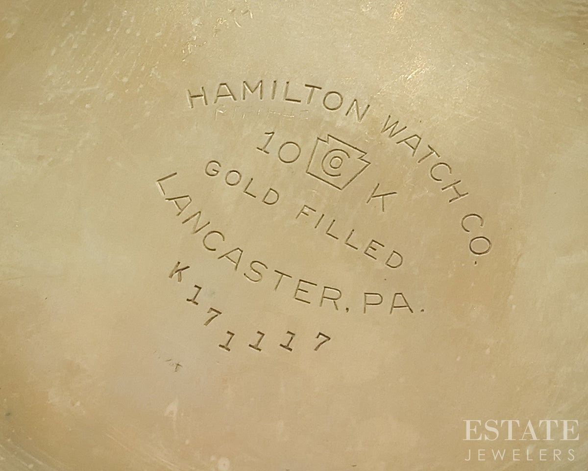 1947 Antique Gold Filled Hamilton 992B 21j Pocket Watch p30436