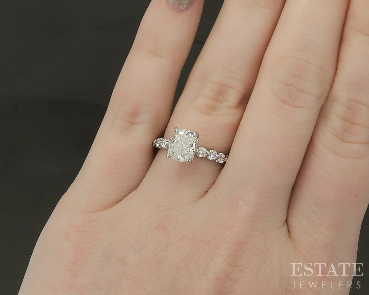 14k White Gold GIA Cushion Natural 1.60ct Diamond Engagement Ring 3.0g p29934