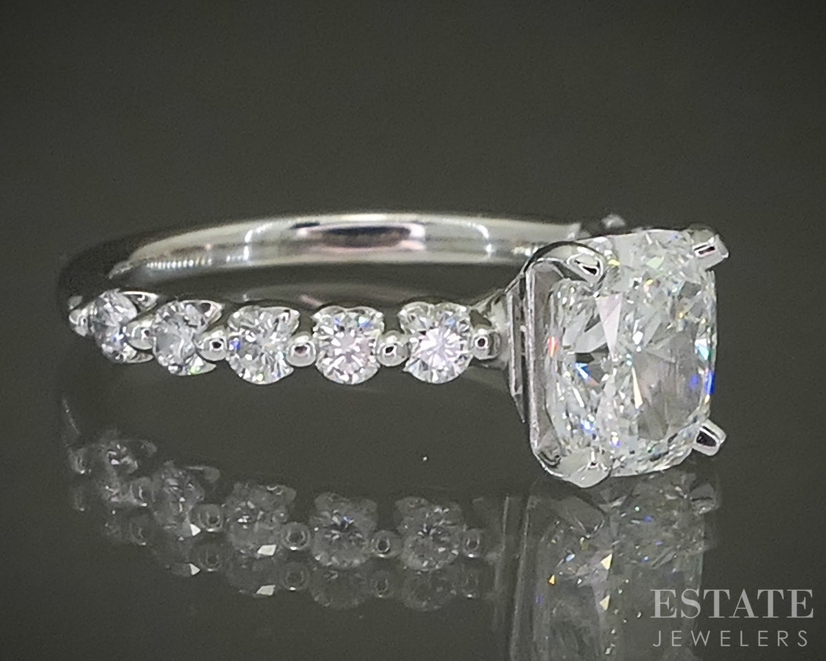 14k White Gold GIA Cushion Natural 1.60ct Diamond Engagement Ring 3.0g p29934