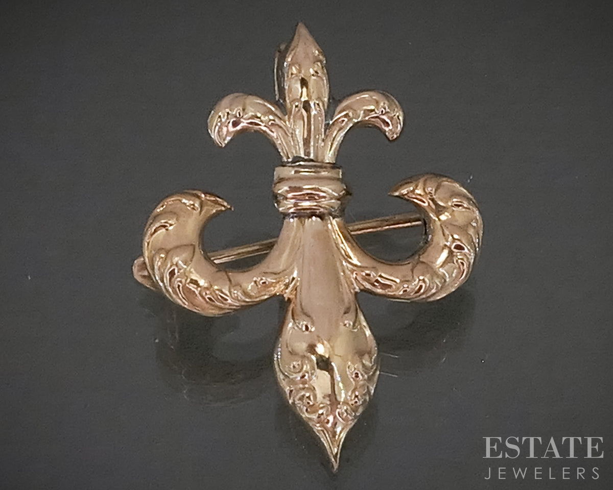 Antique 10k Yellow Gold Fleur De Lis Watch Pin Brooch 2.0g p29118