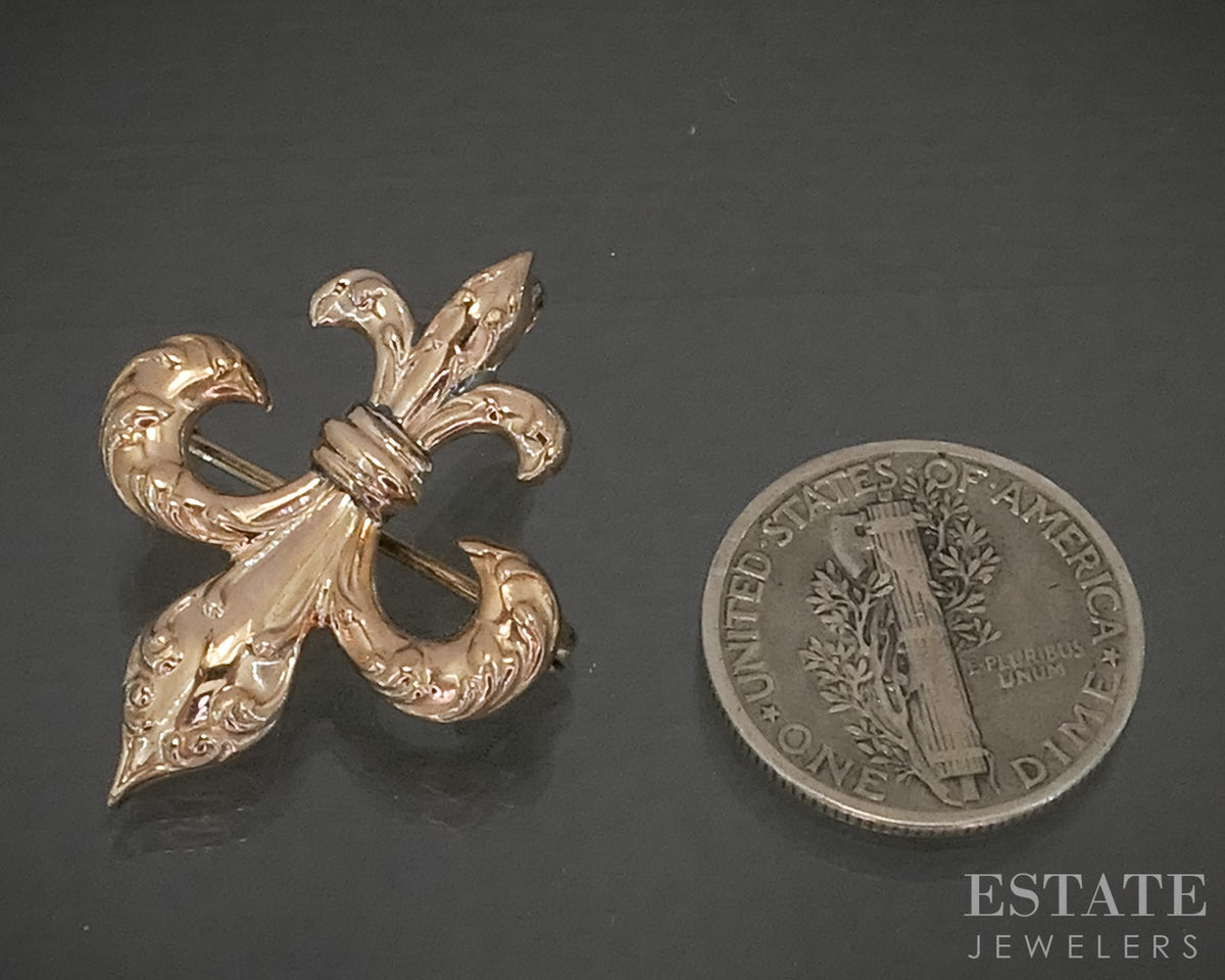 Antique 10k Yellow Gold Fleur De Lis Watch Pin Brooch 2.0g p29118