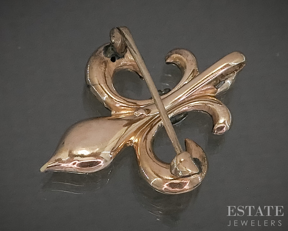 Antique 10k Yellow Gold Fleur De Lis Watch Pin Brooch 2.0g p29118