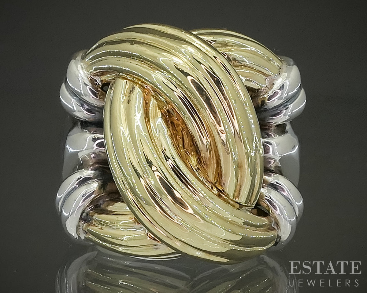 18k & Sterling Lagos Caviar Signature Knot Ladies Band Ring 19.4g p30009