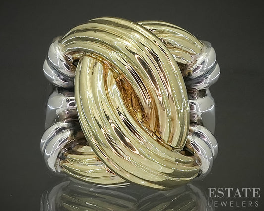 18k & Sterling Lagos Caviar Signature Knot Ladies Band Ring 19.4g p30009