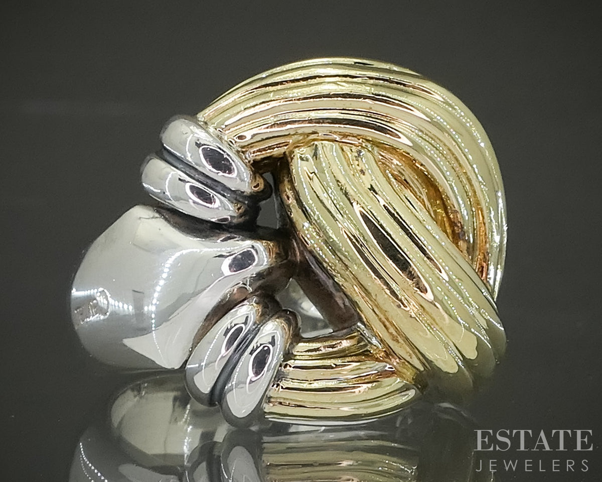 18k & Sterling Lagos Caviar Signature Knot Ladies Band Ring 19.4g p30009