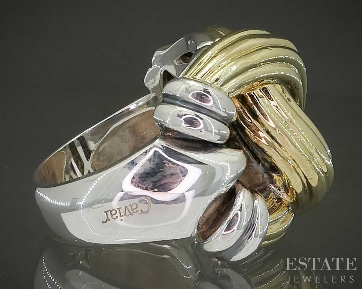 18k & Sterling Lagos Caviar Signature Knot Ladies Band Ring 19.4g p30009