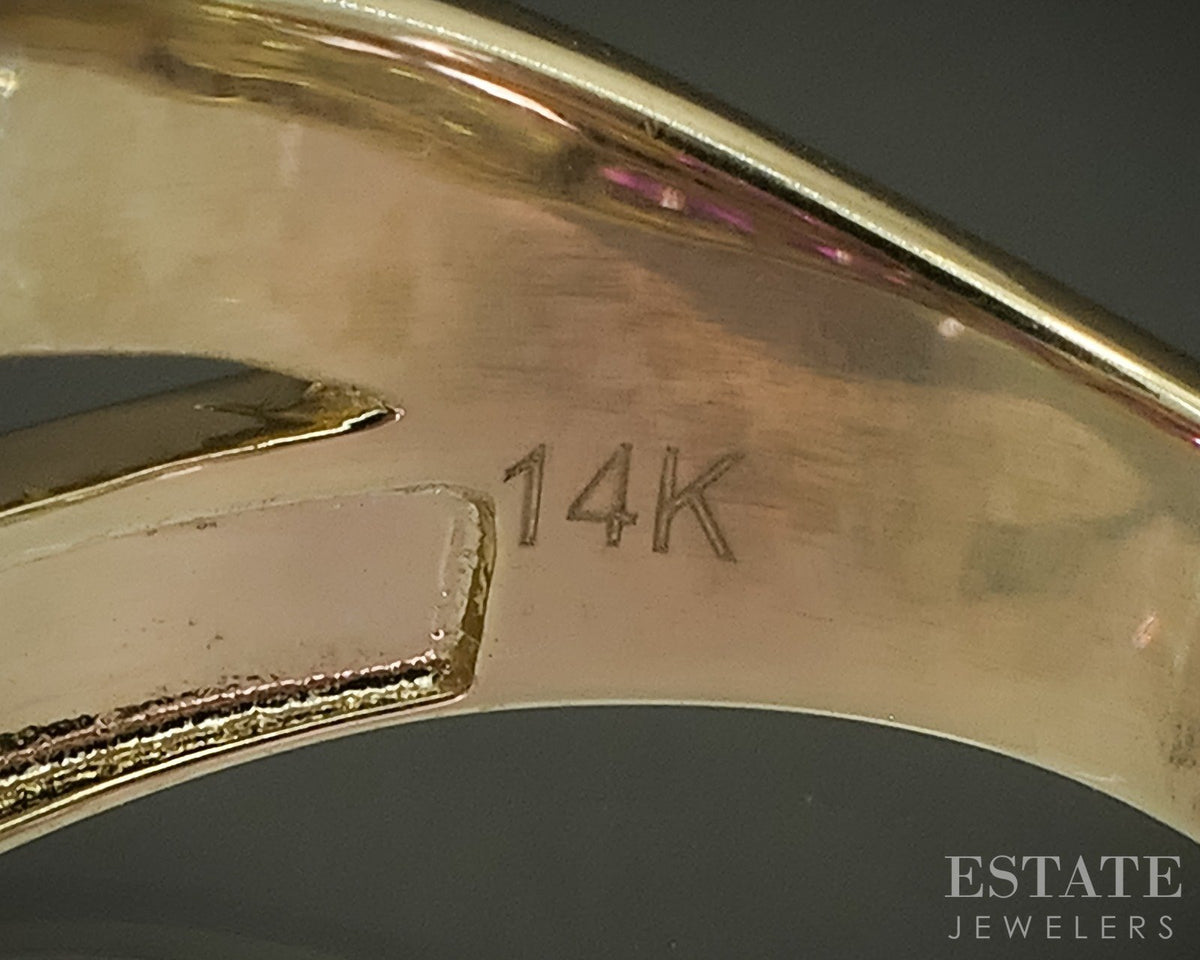 14k Yellow Gold EFFY Natural Ruby Royale & Diamond Criss Cross Ring 8g p29707