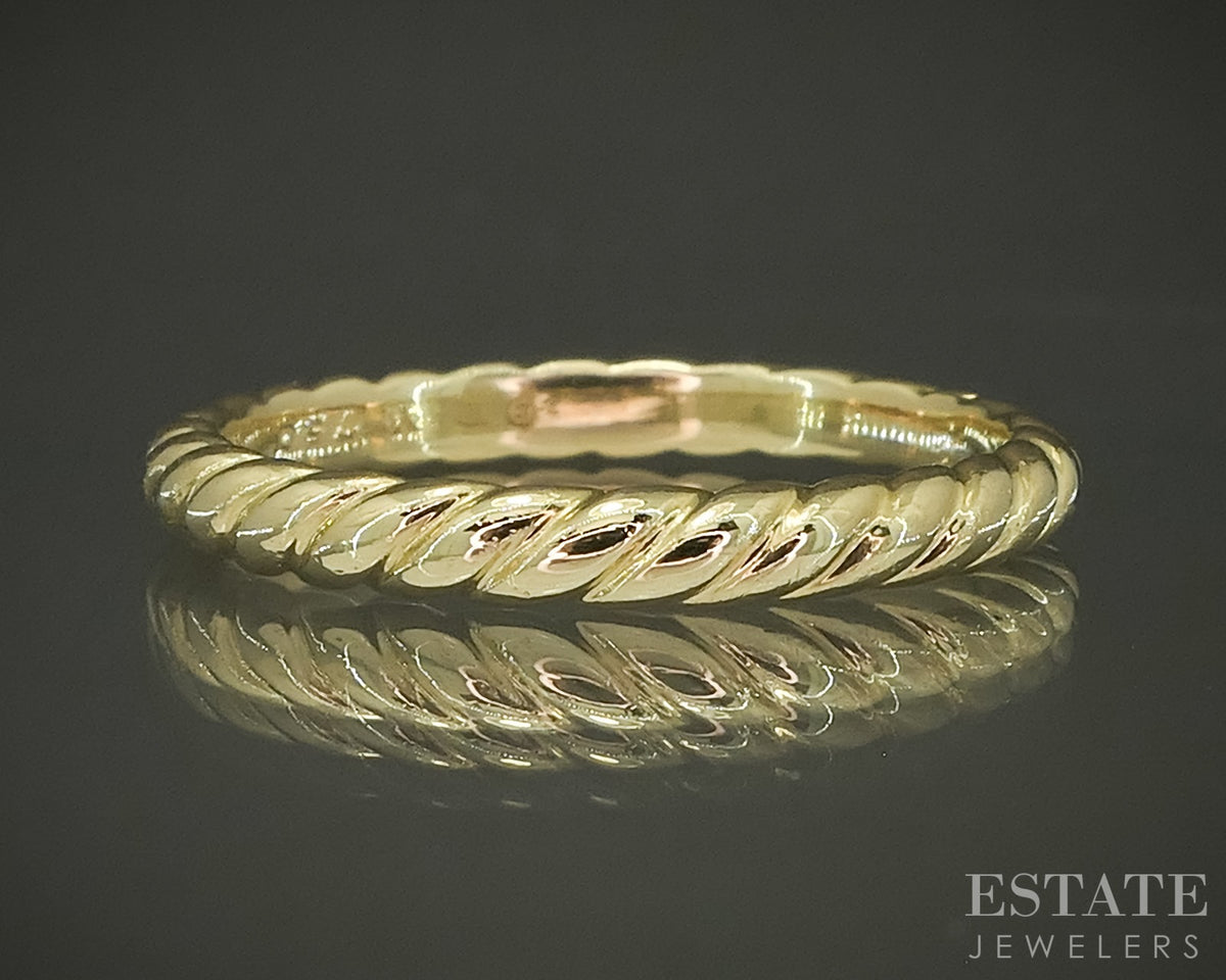 18k Yellow Gold 2mm David Yurman Cable Ladies Band Ring 3.7g p29439