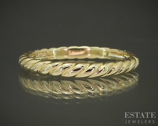 18k Yellow Gold 2mm David Yurman Cable Ladies Band Ring 3.7g p29439