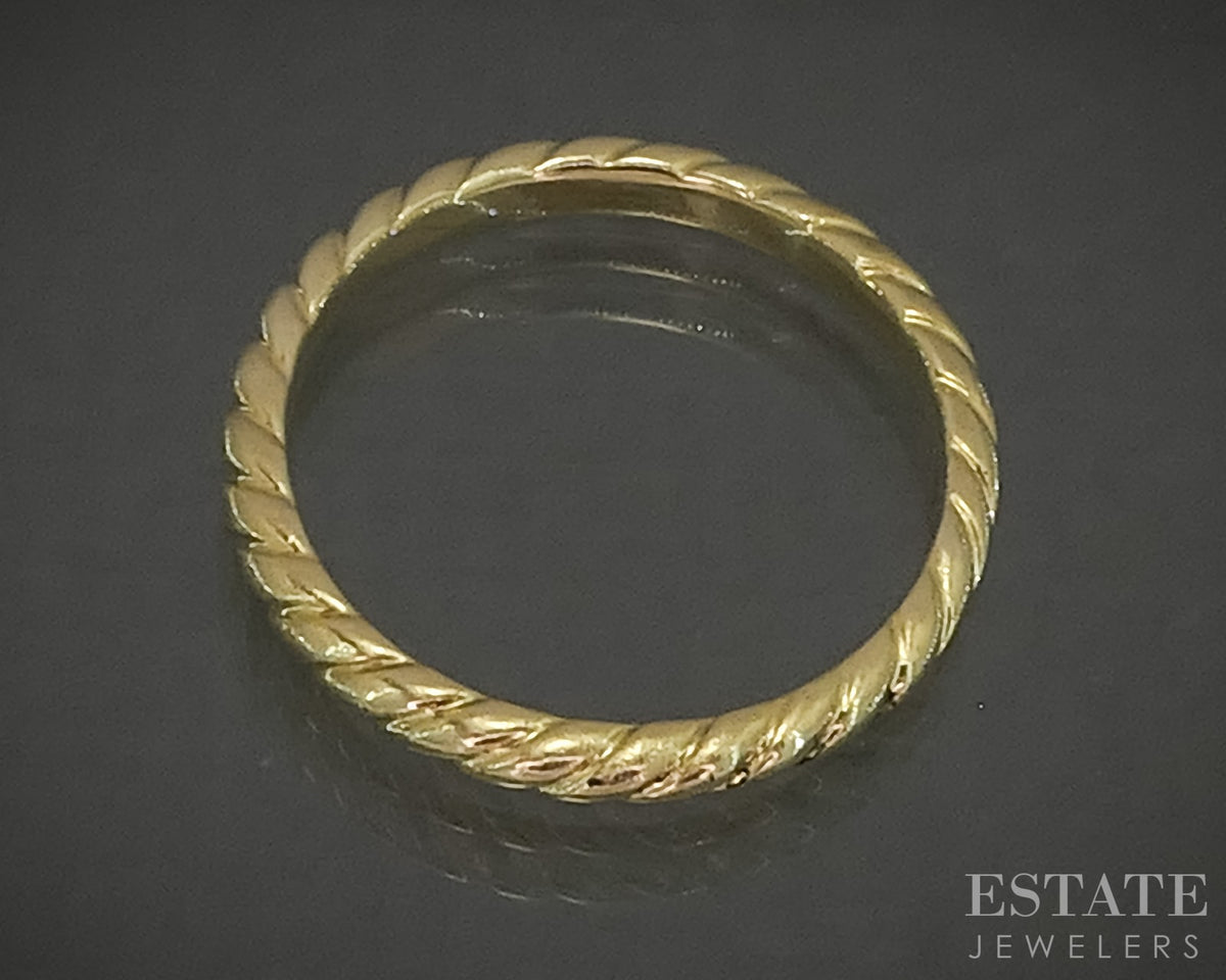 18k Yellow Gold 2mm David Yurman Cable Ladies Band Ring 3.7g p29439