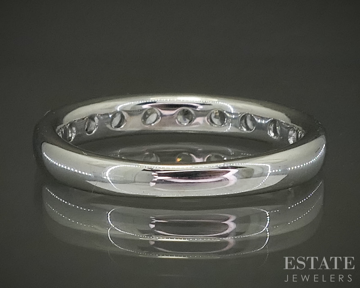14k White Gold Round Natural .93ctw Diamond Ladies Wedding Band 2.7g p30257