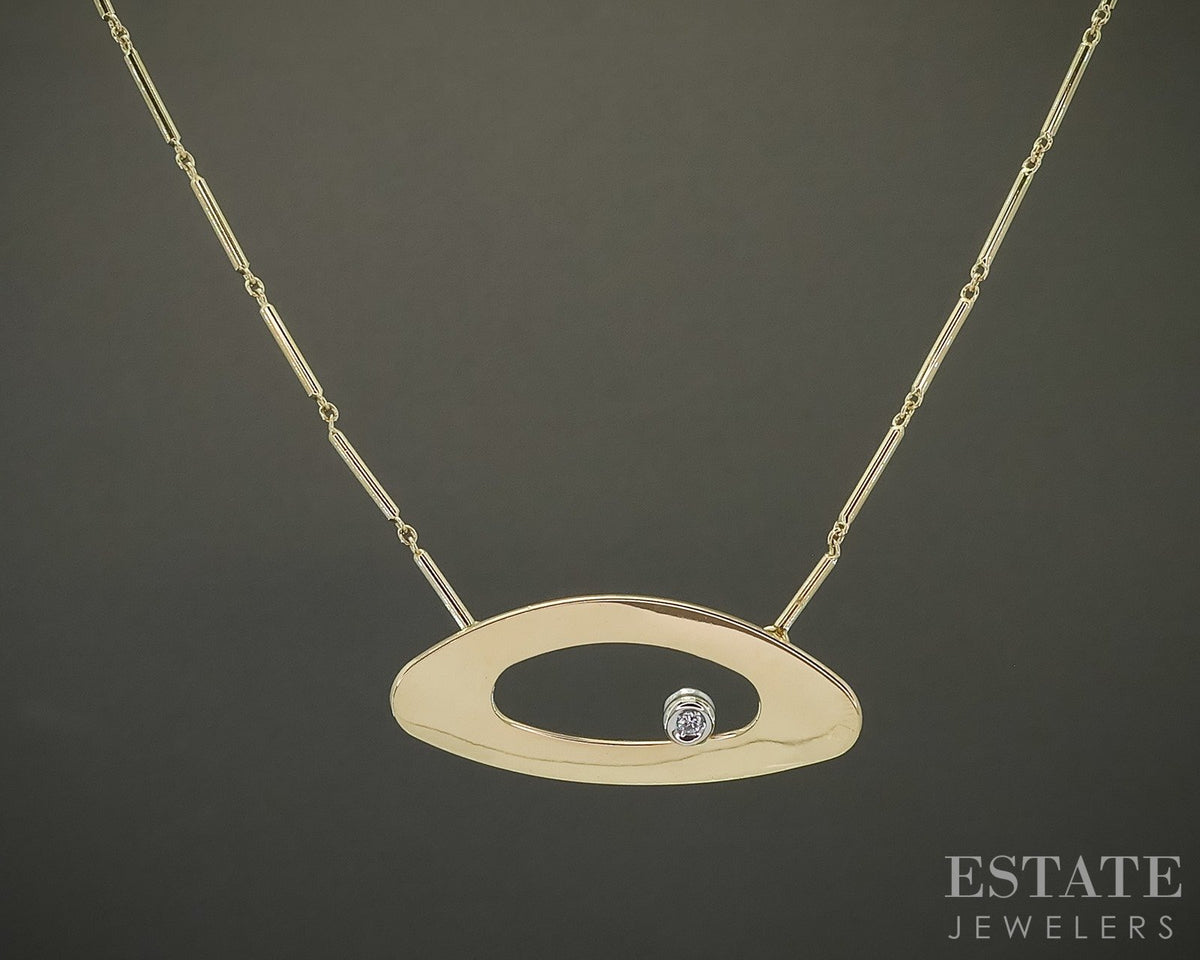 18k Yellow Gold Roberto Coin Diamond Chic & Shine Necklace 7.6g 15.5"L i19313