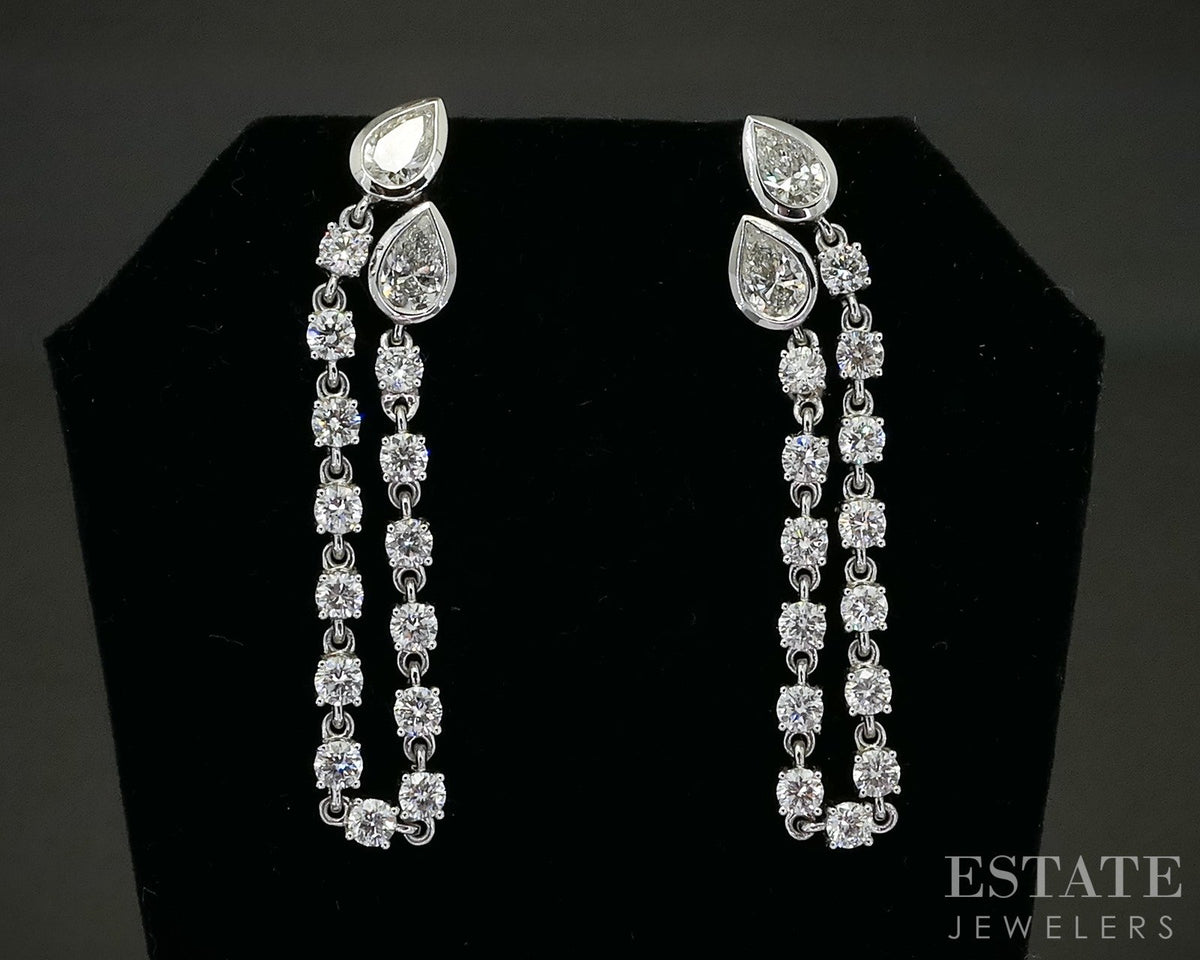 14k White Gold Lab Created 3.88ctw Diamond Double Hole Earrings 10.4g i16837