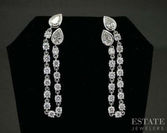 14k White Gold Lab Created 3.88ctw Diamond Double Hole Earrings 10.4g i16837
