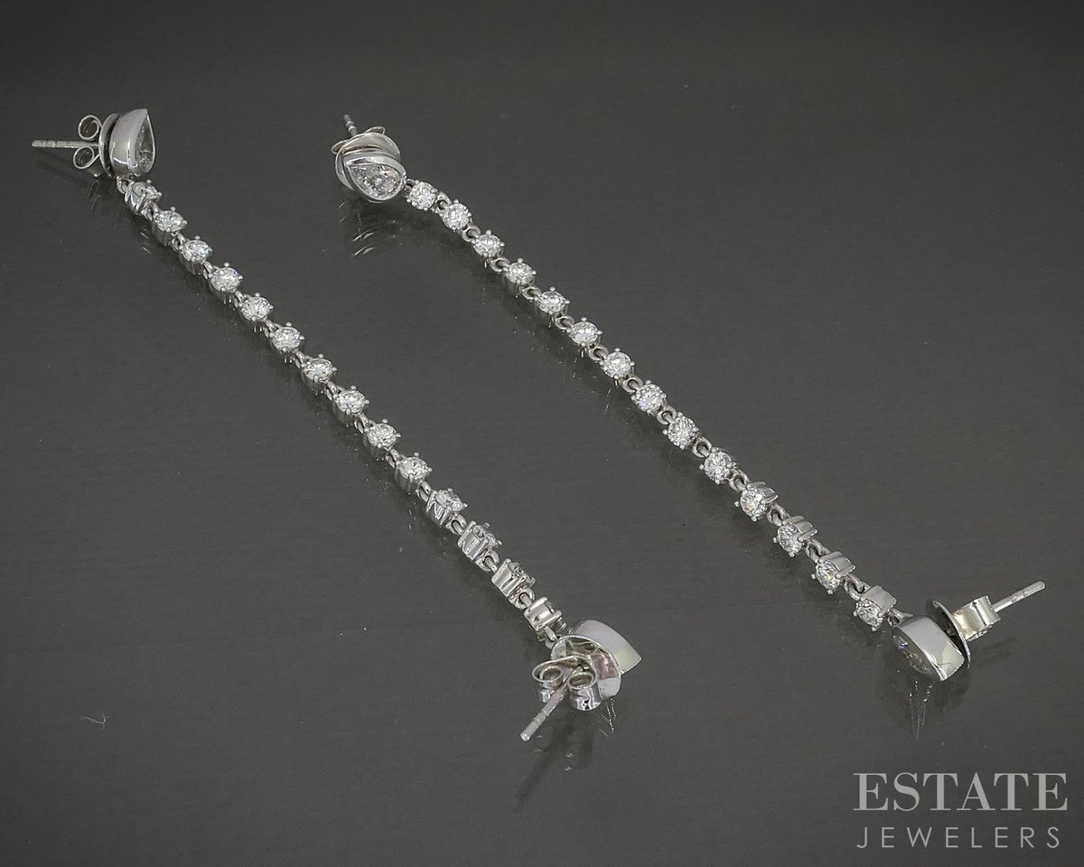 14k White Gold Lab Created 3.88ctw Diamond Double Hole Earrings 10.4g i16837