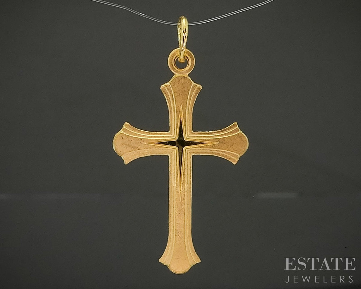 24k Yellow Gold Smooth Ladies Cross Pendant 2.2g p29257