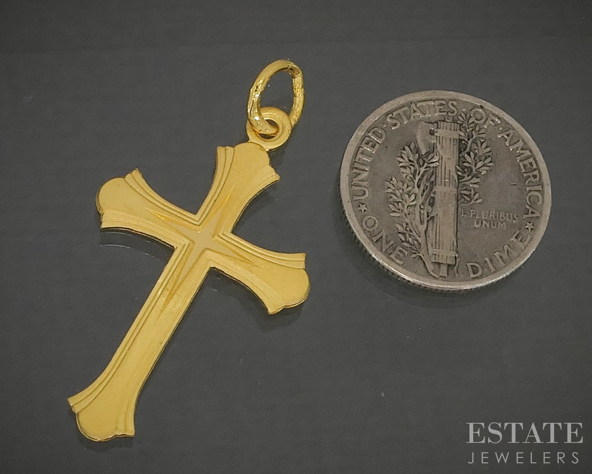 24k Yellow Gold Smooth Ladies Cross Pendant 2.2g p29257