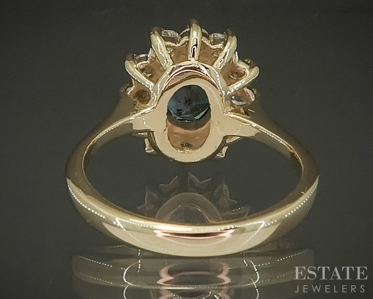 18k Yellow Gold Oval GIA Alexandrite & Diamond Halo Ladies Ring 4.1g p30089
