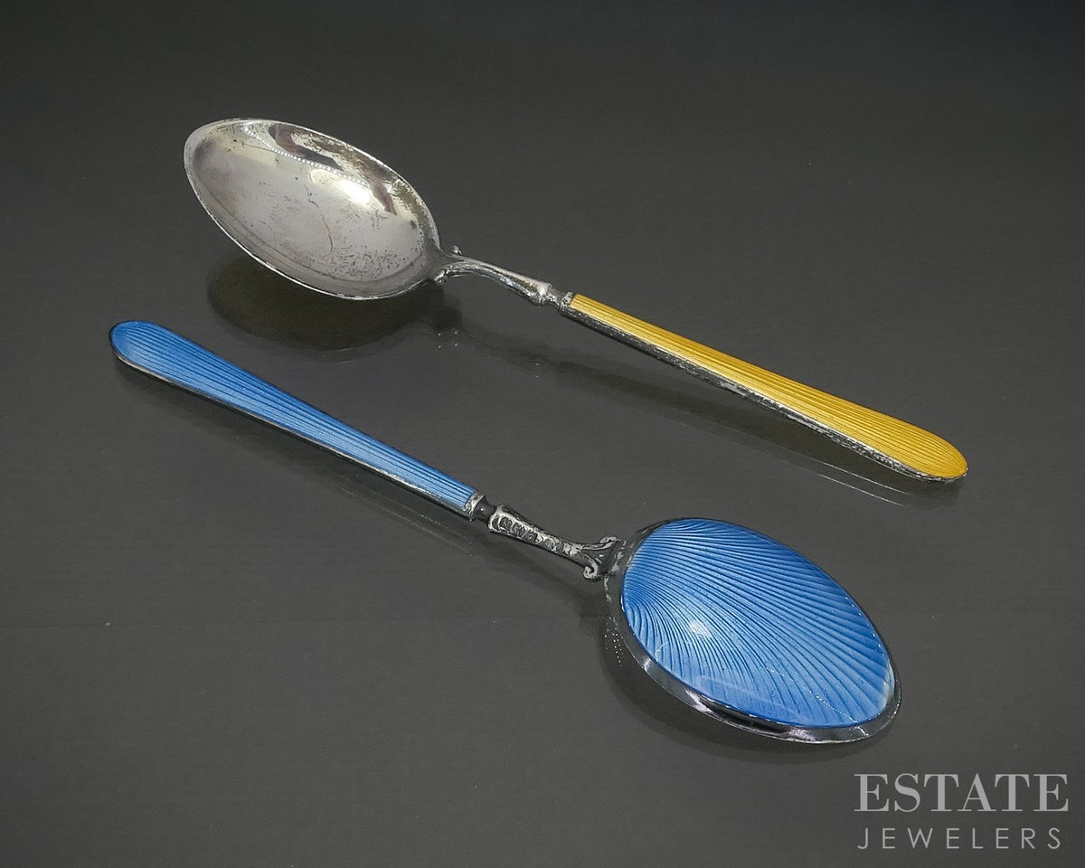 Antique Sterling Deakin & Francis Enameled Demitasse Spoons 23.8g p30058