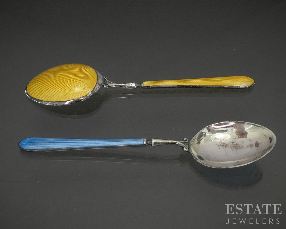 Antique Sterling Deakin & Francis Enameled Demitasse Spoons 23.8g p30058