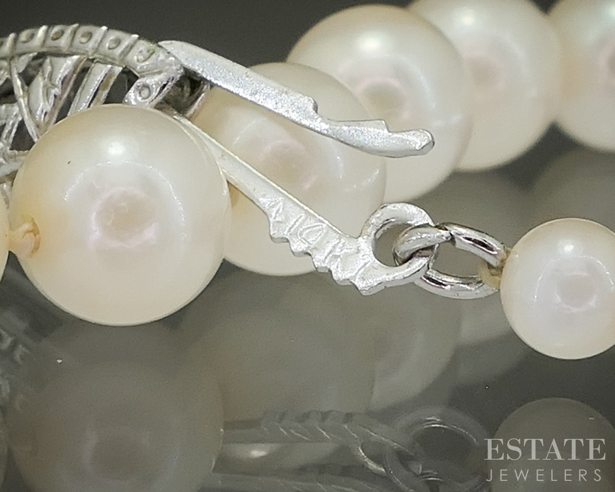 Vintage 14k White Gold 3.1-6.8mm Cultured Pearl Necklace 18"L p28571