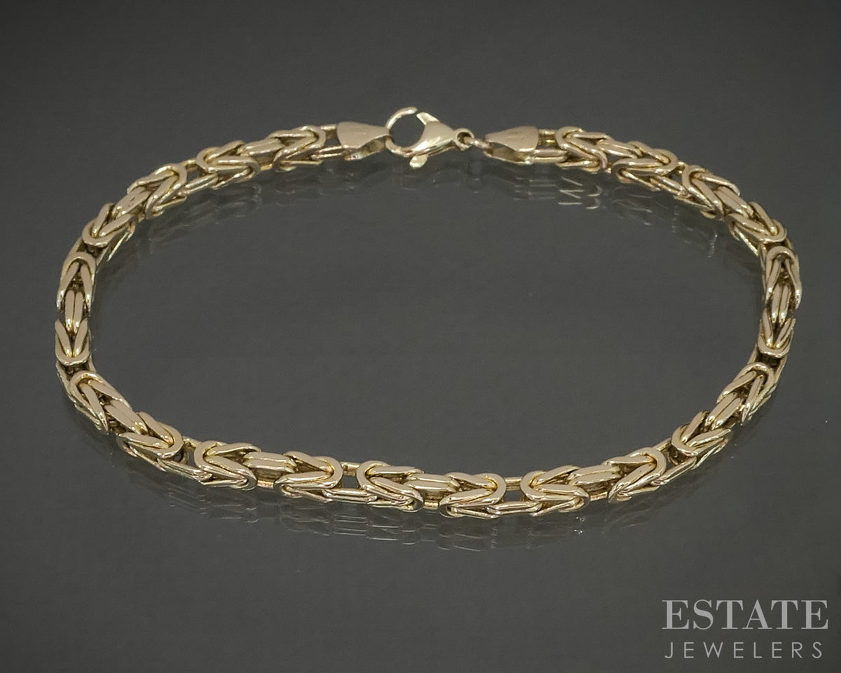 14k Yellow Gold 3.8mm Byzantine Chain Link Bracelet 21.7g 8.75"L p30707