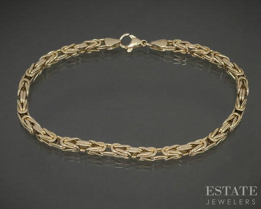 14k Yellow Gold 3.8mm Byzantine Chain Link Bracelet 21.7g 8.75"L p30707