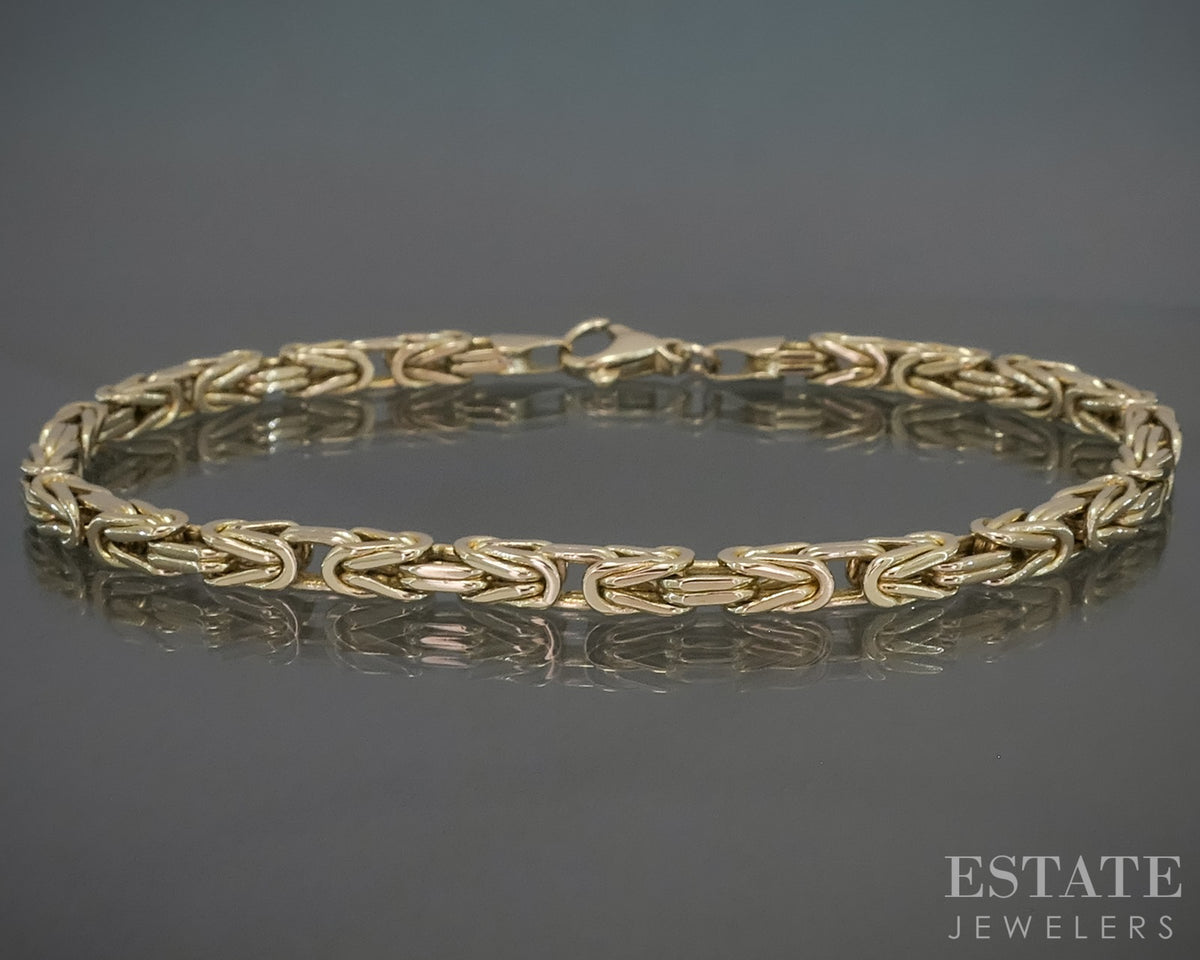 14k Yellow Gold 3.8mm Byzantine Chain Link Bracelet 21.7g 8.75"L p30707