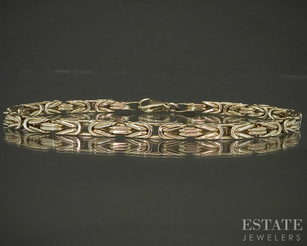 14k Yellow Gold 3.8mm Byzantine Chain Link Bracelet 21.7g 8.75"L p30707