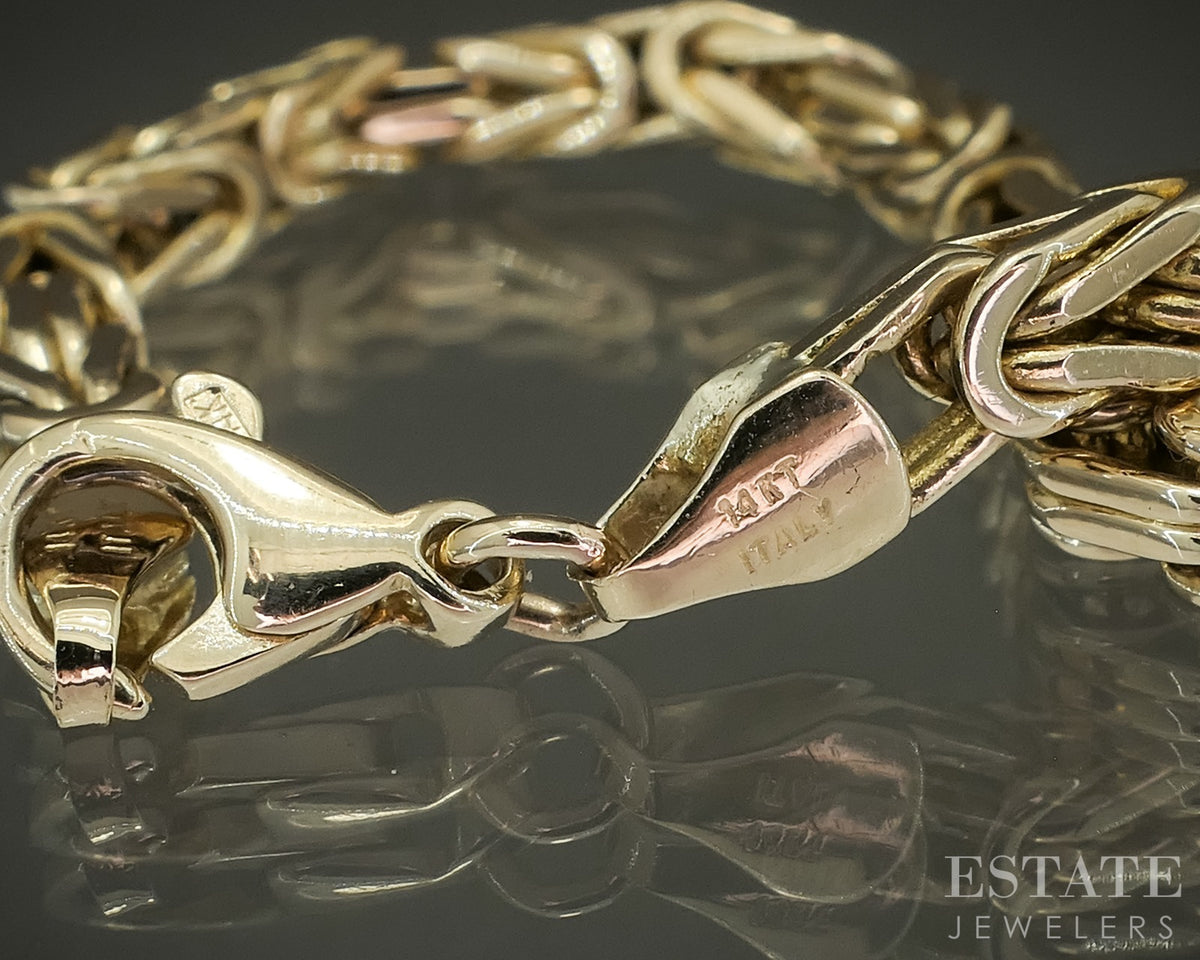 14k Yellow Gold 3.8mm Byzantine Chain Link Bracelet 21.7g 8.75"L p30707