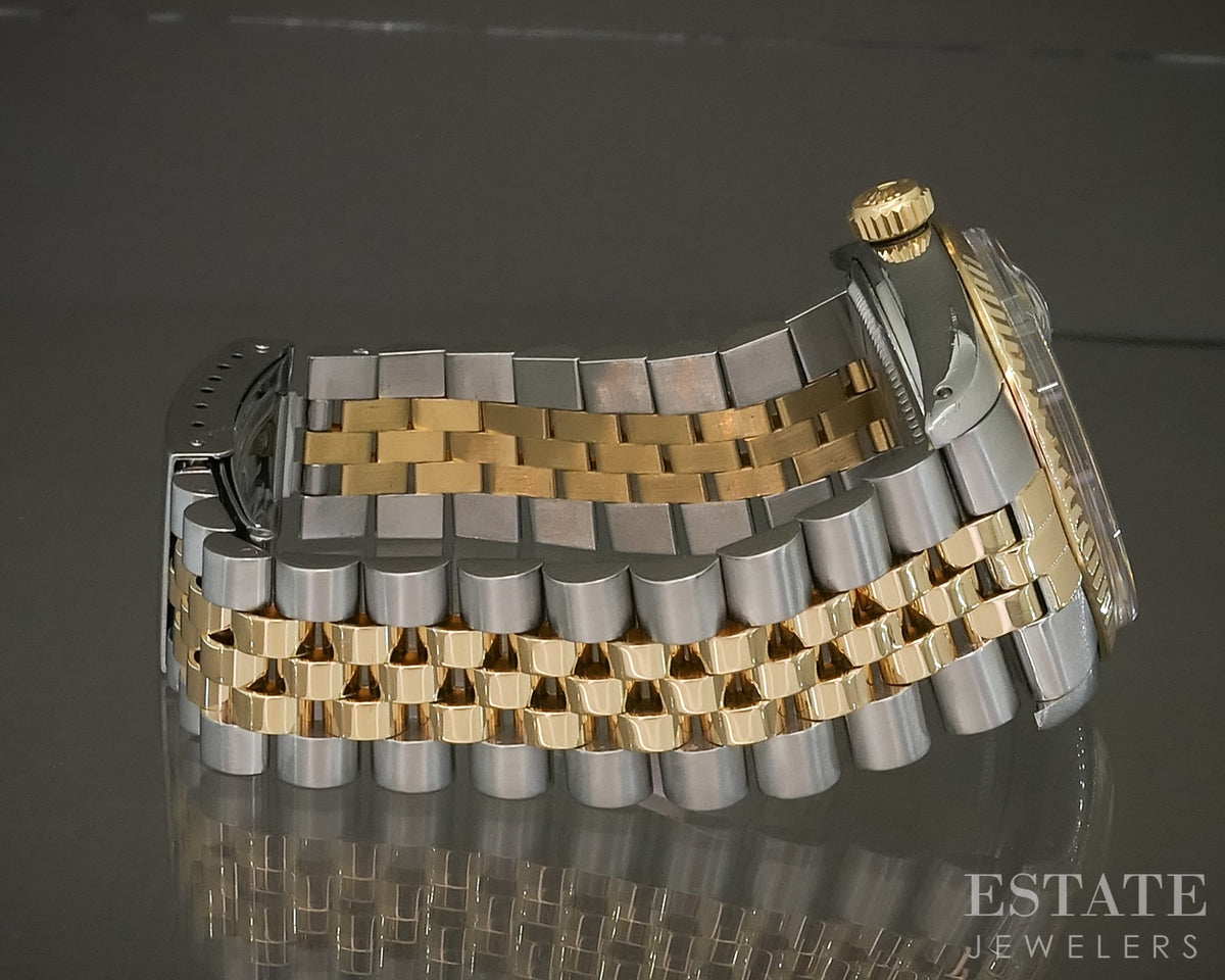 1985 Rolex Datejust 16013 Two Tone Roman Champagne Stick Dial 36mm Watch p30564