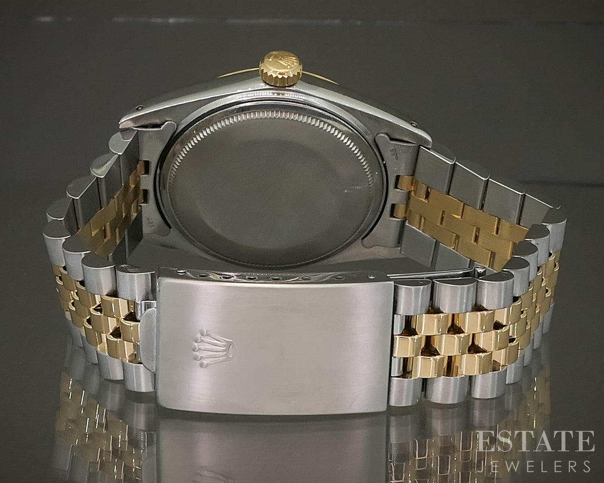1985 Rolex Datejust 16013 Two Tone Roman Champagne Stick Dial 36mm Watch p30564