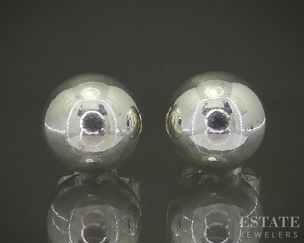 Sterling Tiffany & Co. HardWear 8mm Beaded Ladies Stud Earrings 2.2g p30836